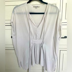 All Saints Nevis Blouse Light Gray Gauze Belt Size 6